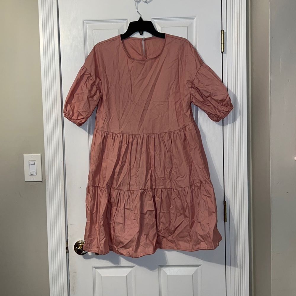 Shein Pink Puff Sleeve Dress